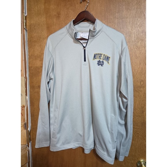 Champion Other - Champion Notre Dame NCAA Football 1/4 Zip Pullover Mens L Gray Textured Jacket